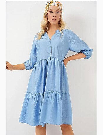 Vestido de manga curta com botões bdart