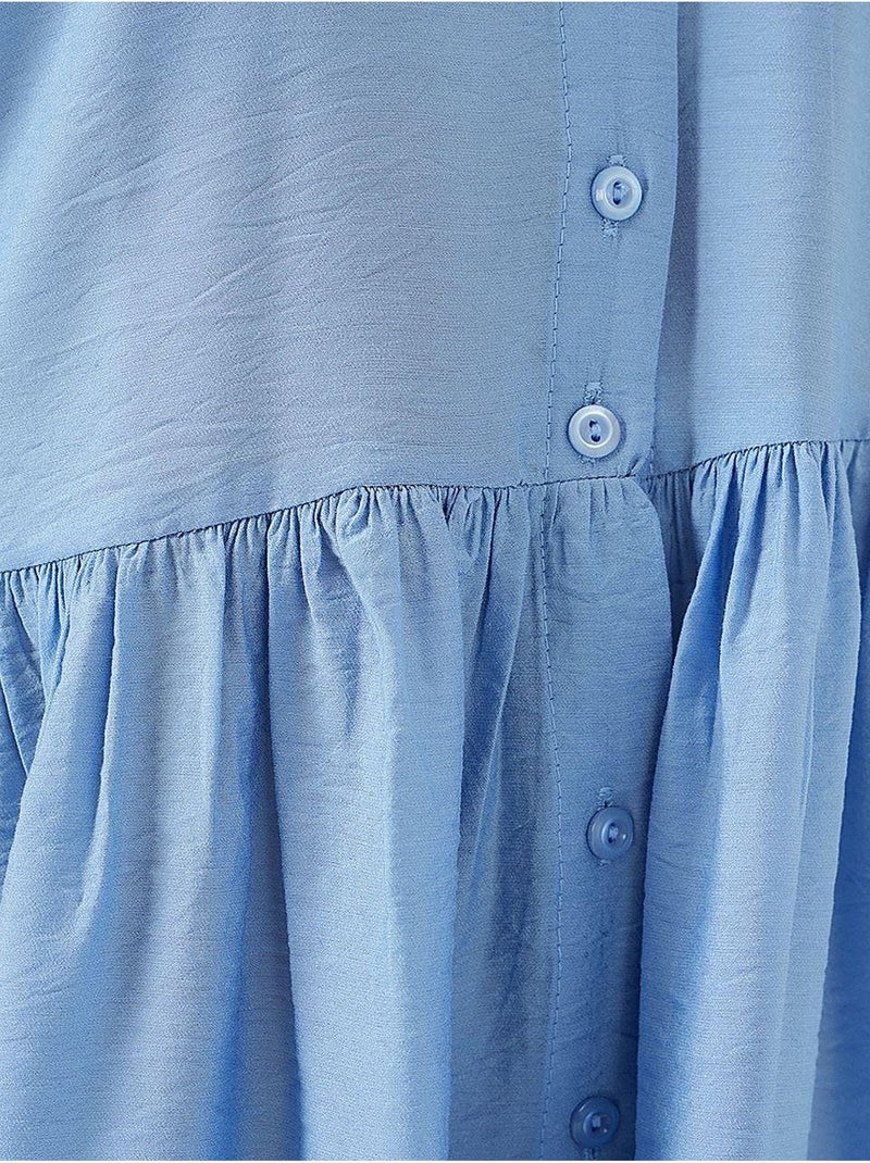 Vestido de manga curta com botões bdart Azul - Kiabi