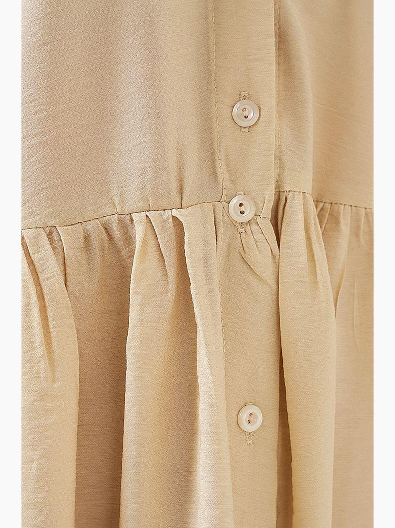 Vestido de manga curta com botões bdart Creme - Kiabi