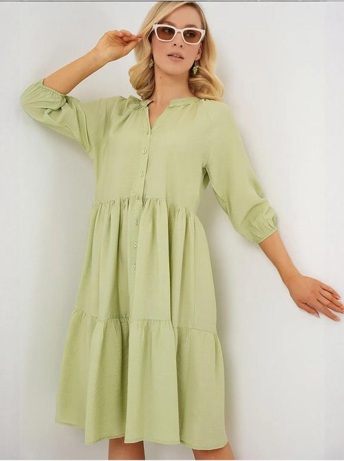 Vestido de manga curta com botões bdart - Kiabi Vestido de manga curta com botões bdart - Kiabi