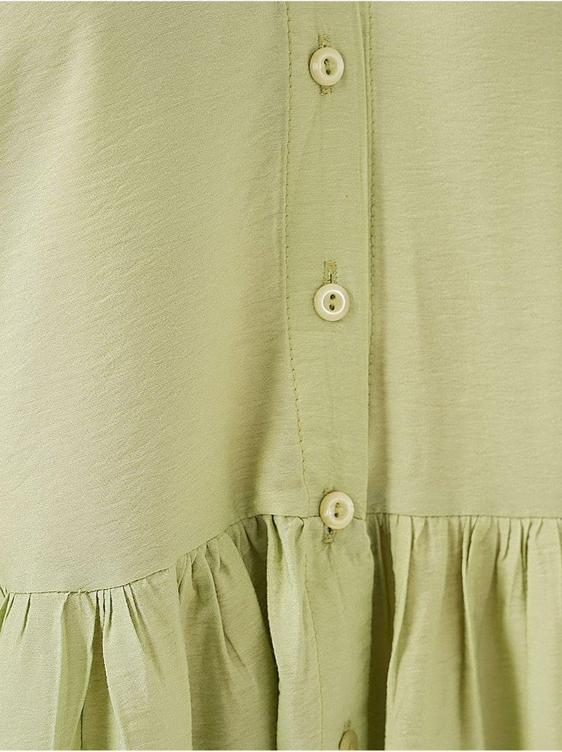 Vestido de manga curta com botões bdart Verde esmeralda - Kiabi