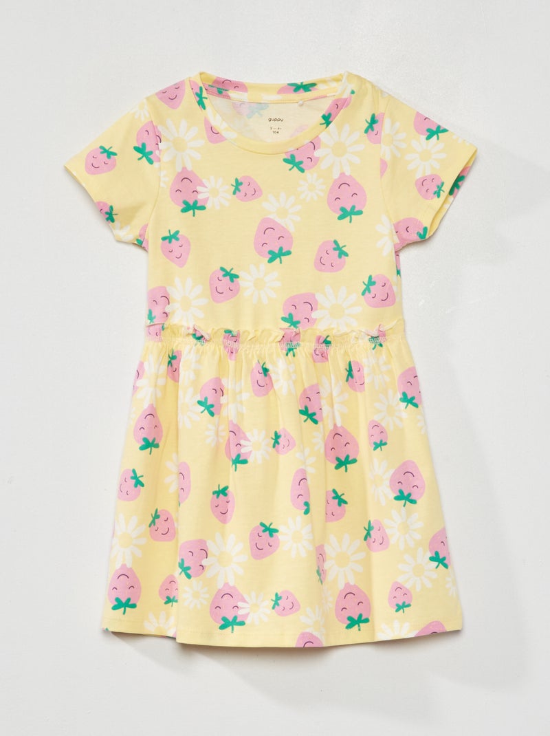 Vestido de manga curta com estampado AMARELO - Kiabi