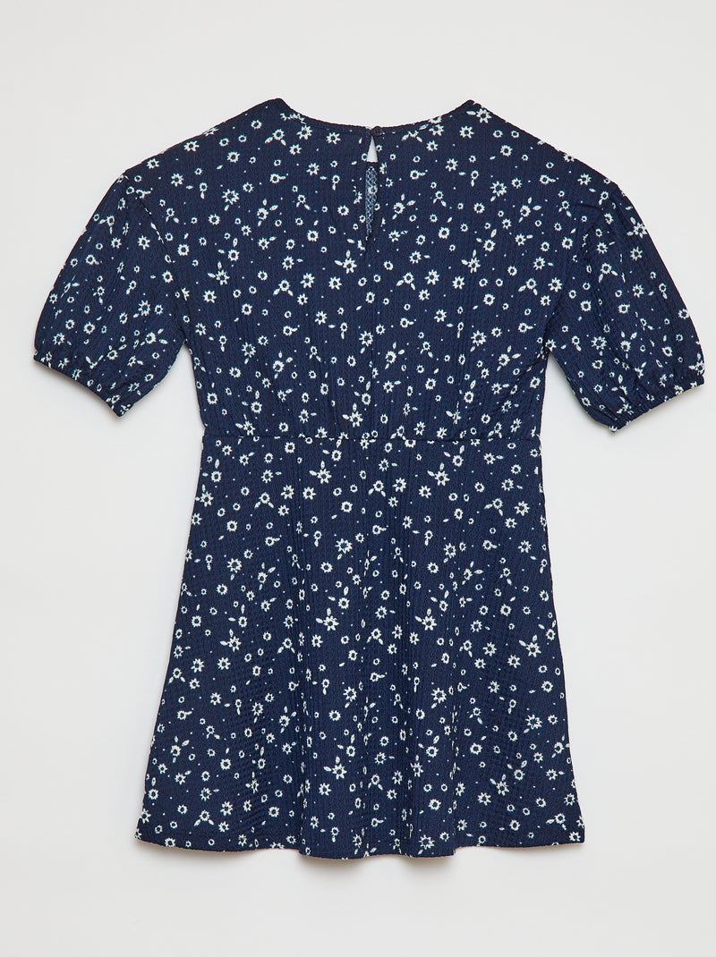 Vestido de manga curta com estampado AZUL - Kiabi