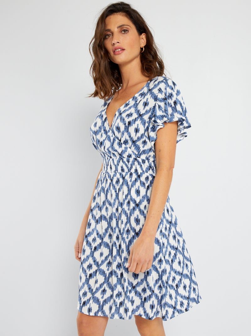 Vestido de manga curta com estampado 'JDY' Ikat - Kiabi