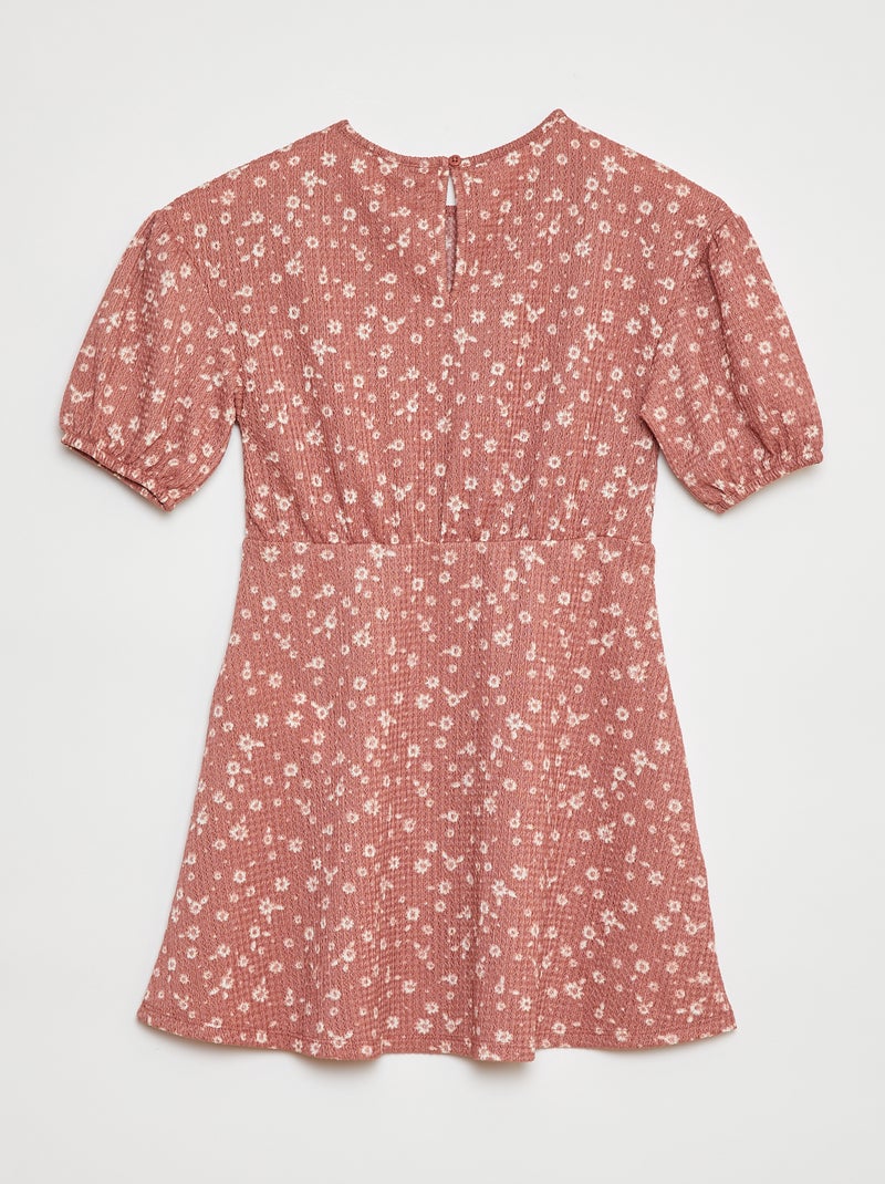 Vestido de manga curta com estampado ROSA - Kiabi