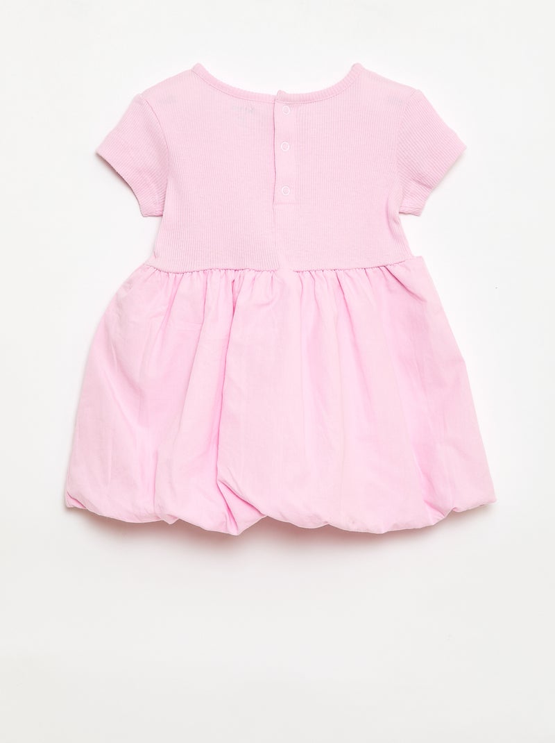 Vestido de manga curta com forma de balão Rosa - Kiabi