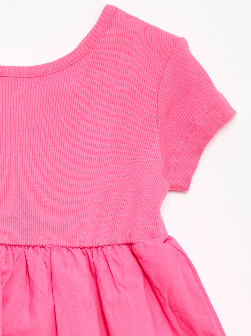 Vestido de manga curta com forma de balão Rosa - Kiabi