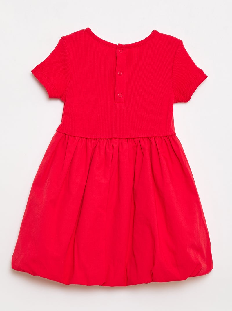 Vestido de manga curta com forma de balão Vermelho - Kiabi