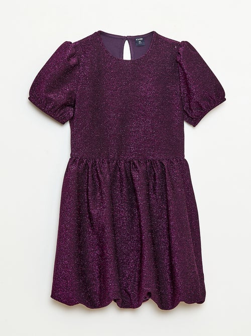 Vestido de manga curta com lantejoulas por todo o lado - Kiabi