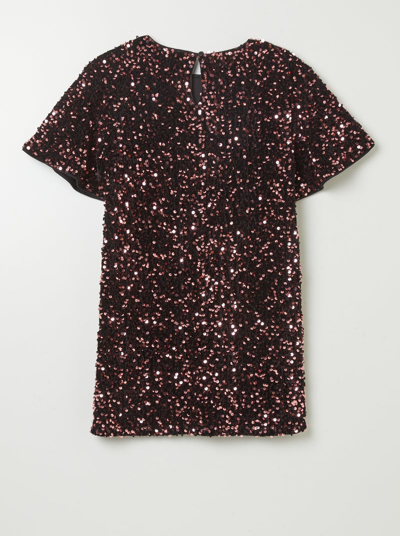 Vestido de manga curta com lantejoulas ROSA - Kiabi