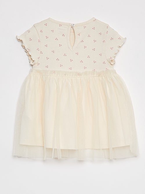 Vestido de manga curta com parte inferior em tule - Kiabi