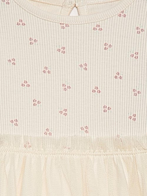 Vestido de manga curta com parte inferior em tule - Kiabi