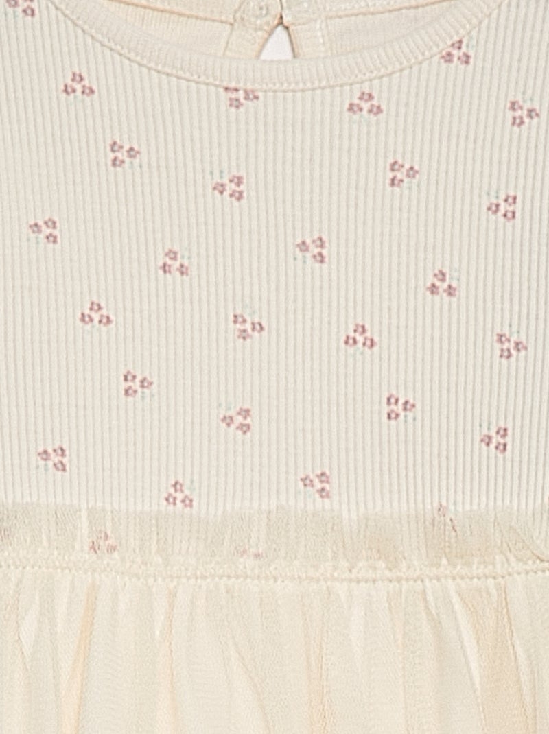 Vestido de manga curta com parte inferior em tule BRANCO - Kiabi