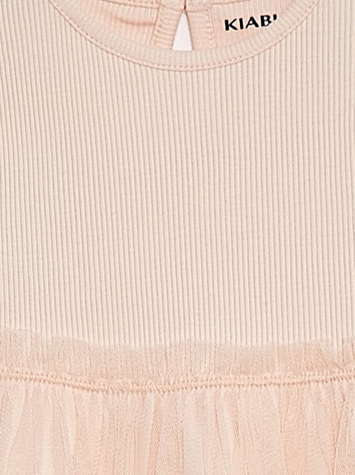 Vestido de manga curta com parte inferior em tule - Kiabi