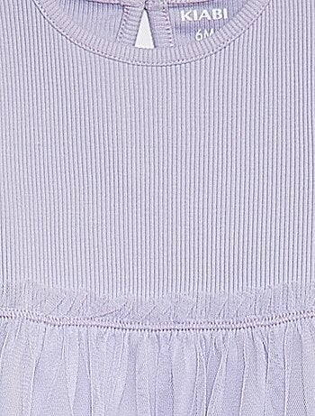 Vestido de manga curta com parte inferior em tule