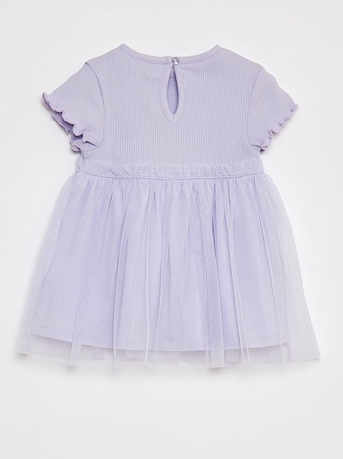 Vestido de manga curta com parte inferior em tule - Kiabi