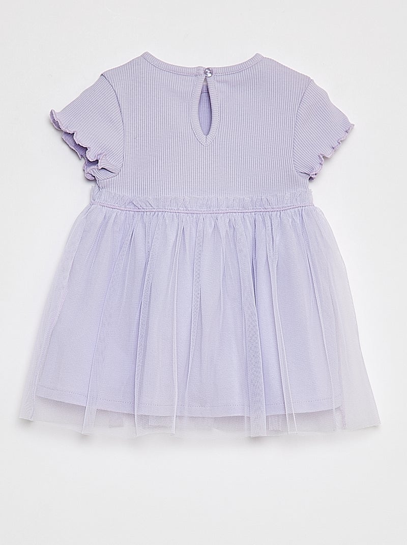 Vestido de manga curta com parte inferior em tule VIOLETA - Kiabi