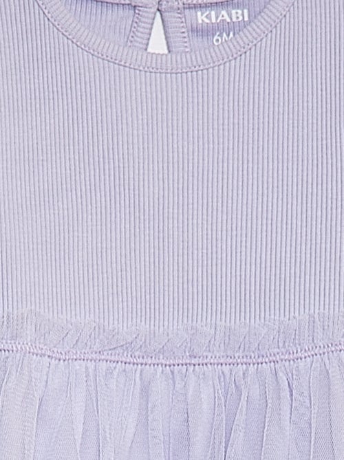 Vestido de manga curta com parte inferior em tule - Kiabi