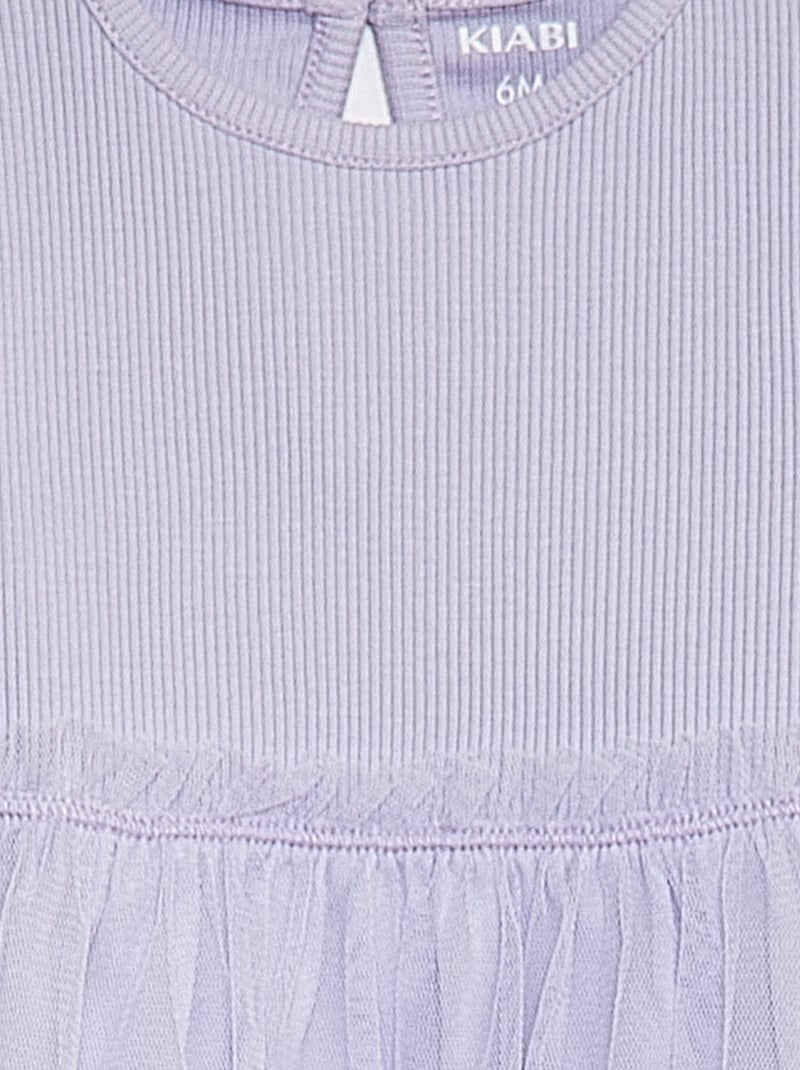 Vestido de manga curta com parte inferior em tule VIOLETA - Kiabi