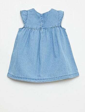 Vestido de manga curta em ganga leve