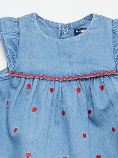 Vestido de manga curta em ganga leve - Kiabi