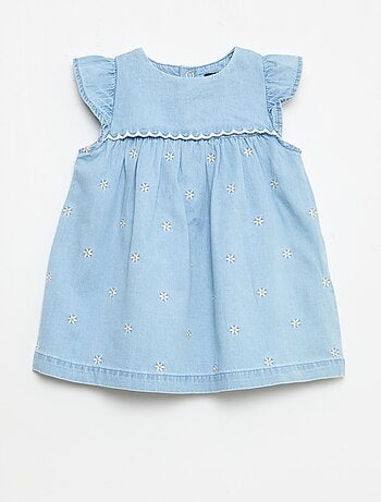 Vestido de manga curta em ganga leve