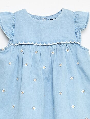 Vestido de manga curta em ganga leve