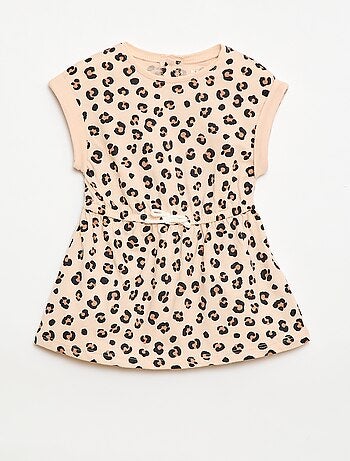 Vestido de manga curta em jersey de algodão