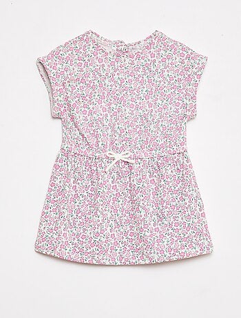 Vestido de manga curta em jersey de algodão