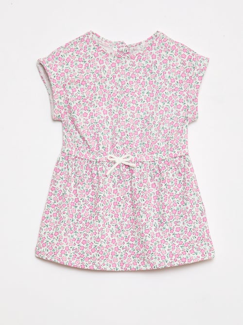 Vestido de manga curta em jersey de algodão - Kiabi