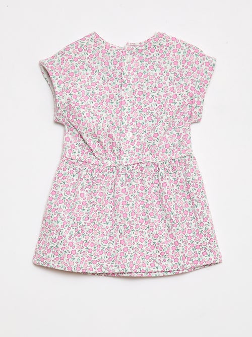 Vestido de manga curta em jersey de algodão - Kiabi