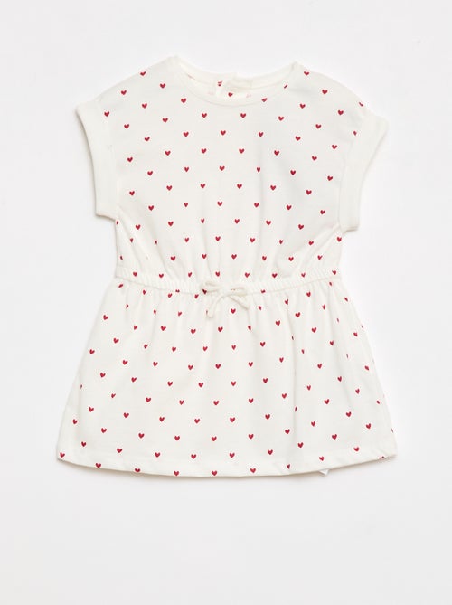 Vestido de manga curta em jersey de algodão - Kiabi