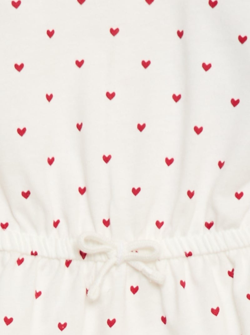 Vestido de manga curta em jersey de algodão Branco - Kiabi