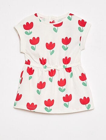 Vestido de manga curta em jersey de algodão