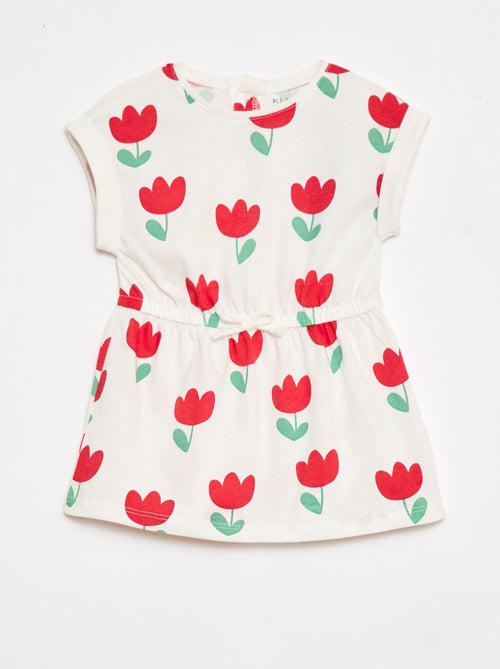 Vestido de manga curta em jersey de algodão - Kiabi