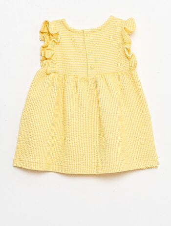 Vestido de manga curta em malha canelada