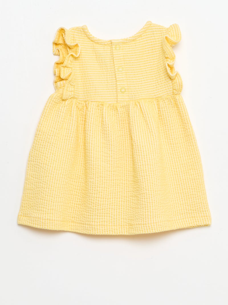 Vestido de manga curta em malha canelada Amarelo - Kiabi