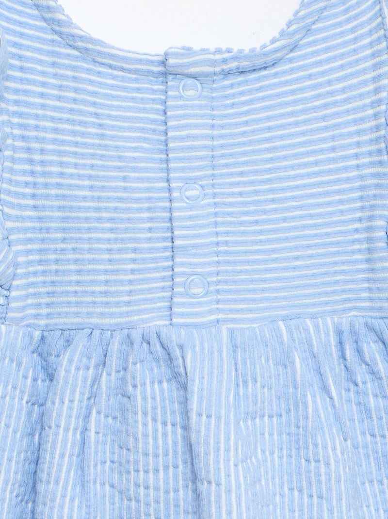 Vestido de manga curta em malha canelada Azul - Kiabi