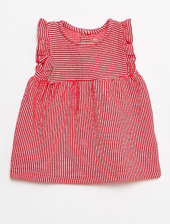 Vestido de manga curta em malha canelada