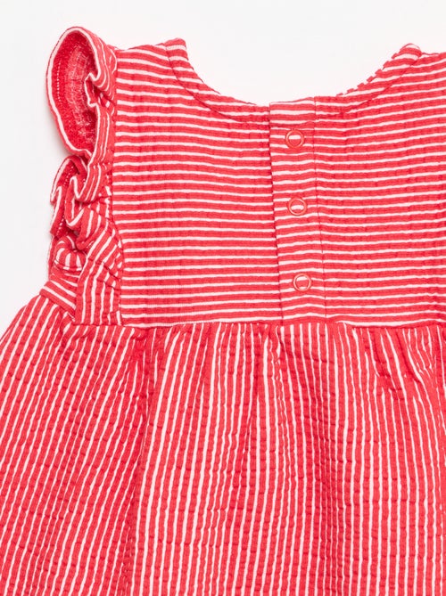 Vestido de manga curta em malha canelada - Kiabi