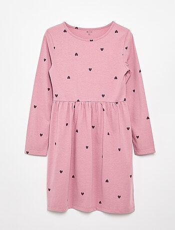 Vestido de manga comprida em jérsei de algodão