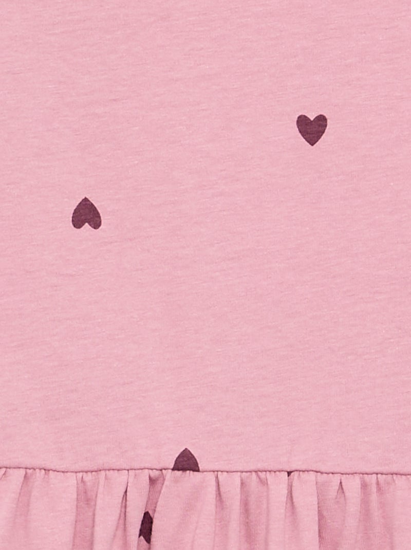 Vestido de mangas compridas em jersey de algodão Rosa - Kiabi