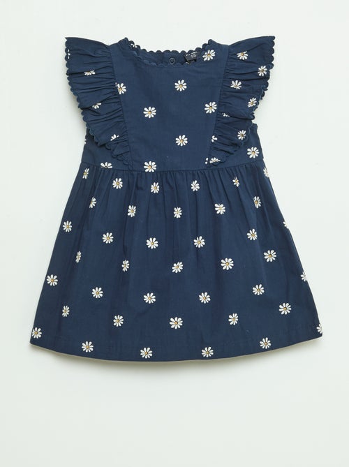 Vestido de mangas curtas com folhos - Kiabi