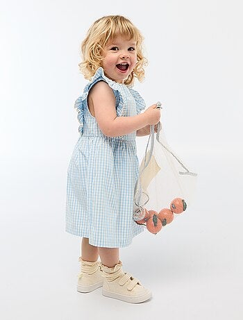 Vestido de mangas curtas com folhos