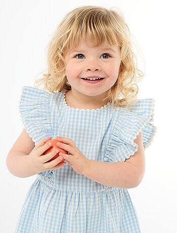 Vestido de mangas curtas com folhos