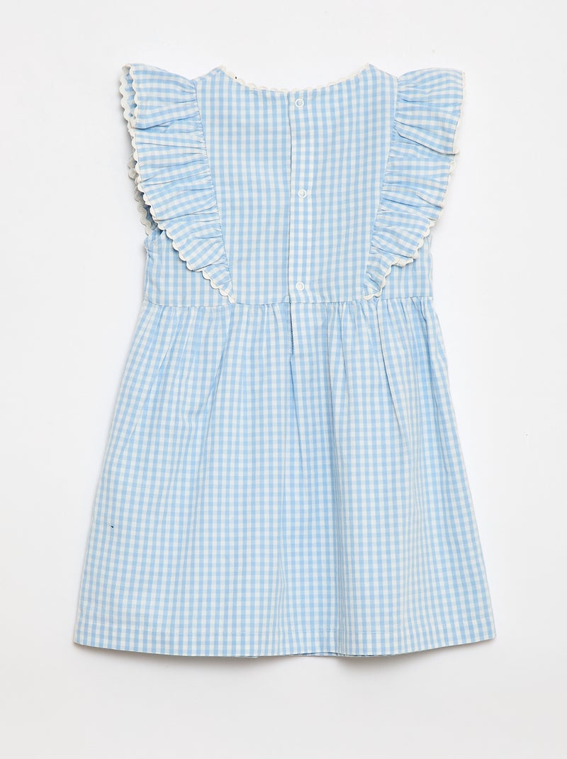 Vestido de mangas curtas com folhos Azul - Kiabi