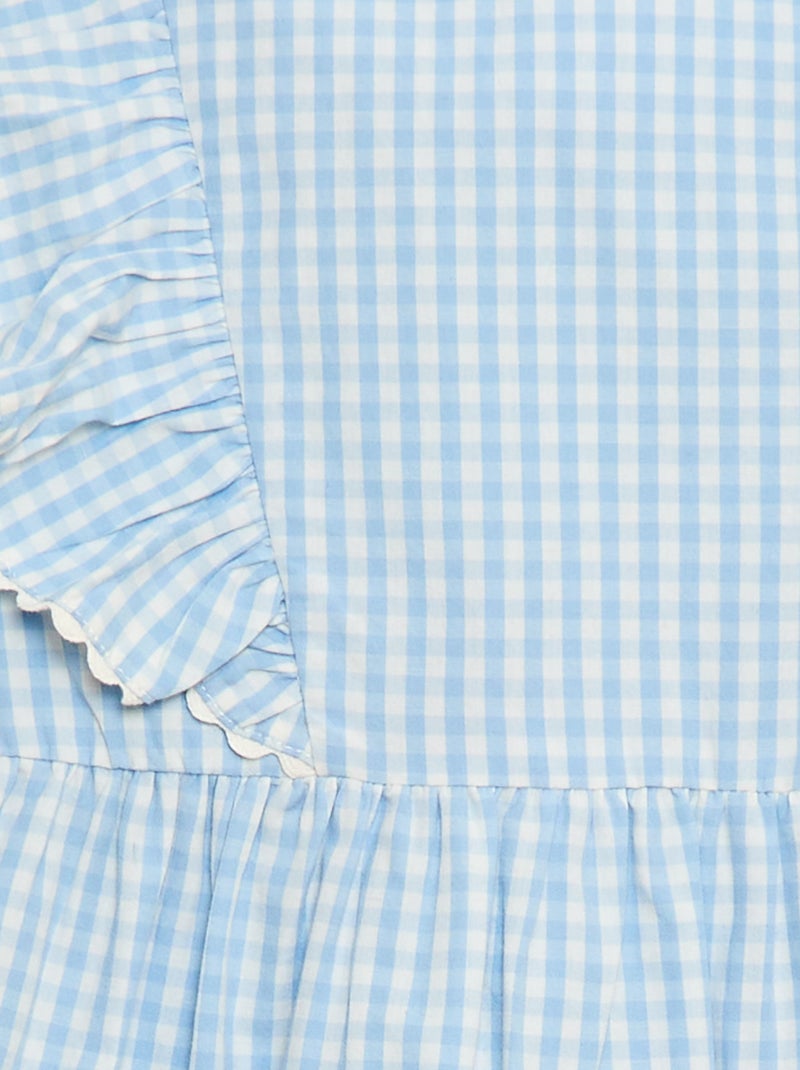 Vestido de mangas curtas com folhos Azul - Kiabi