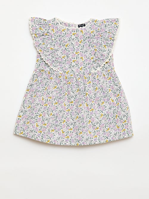 Vestido de mangas curtas com folhos - Kiabi