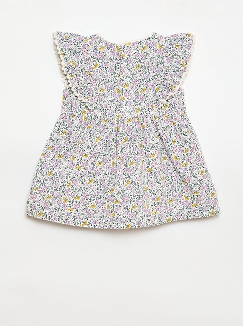 Vestido de mangas curtas com folhos - Kiabi