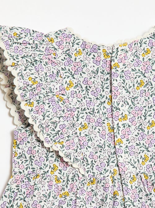 Vestido de mangas curtas com folhos - Kiabi